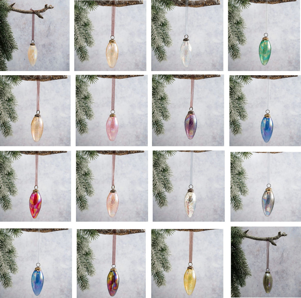 2 Pack Conical Glass Handcrafted Baubles Premium Traditional Christmas Tree