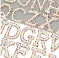 Crystal & Pearl Rhinestone Letter Patch Patches Glue on Sew on Alphabet Crystal