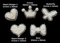 Heart Bow Crown Butterfly Hearts Pearl Rhinestone Patch Glue on / Sew on Patches - Bow