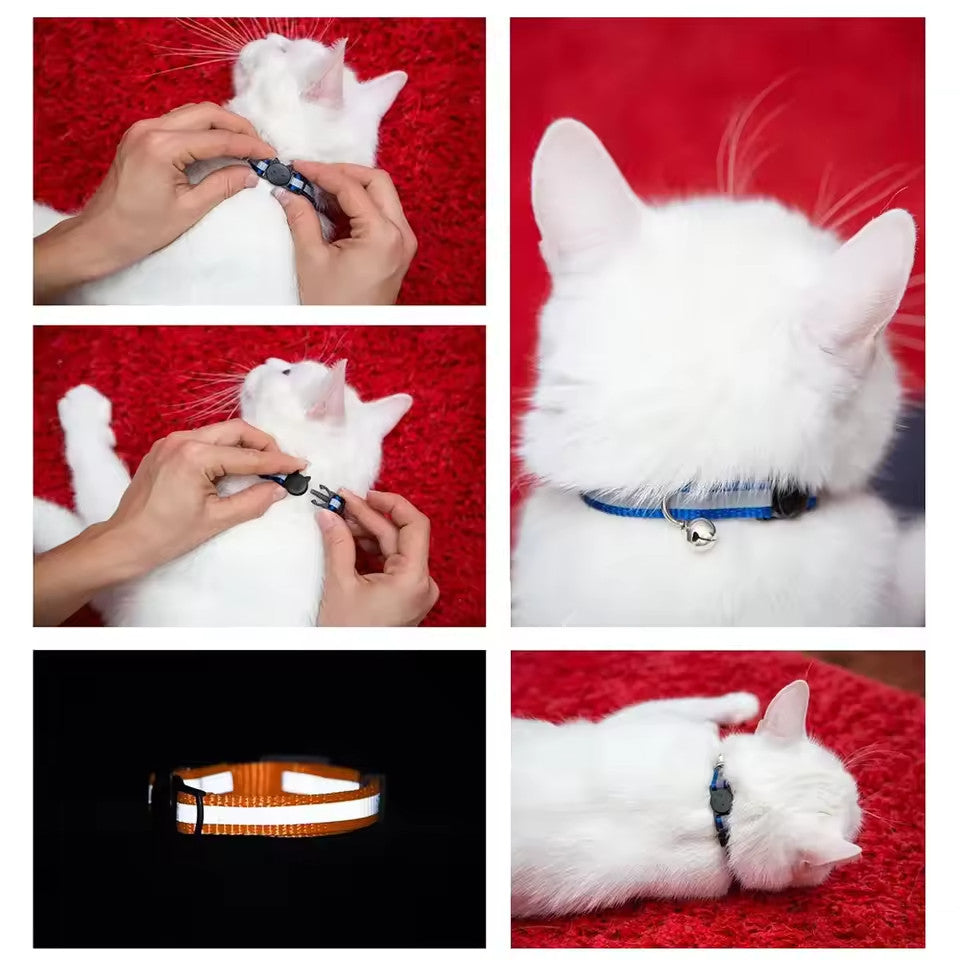 Reflective Safety Cat Collar Quick Release Breakaway Kitten Pet Adjustable Bell