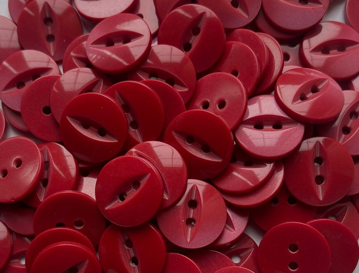 100 x Fish Eye Buttons - 27 Colours 14mm Buttons Baby Buttons - Red
