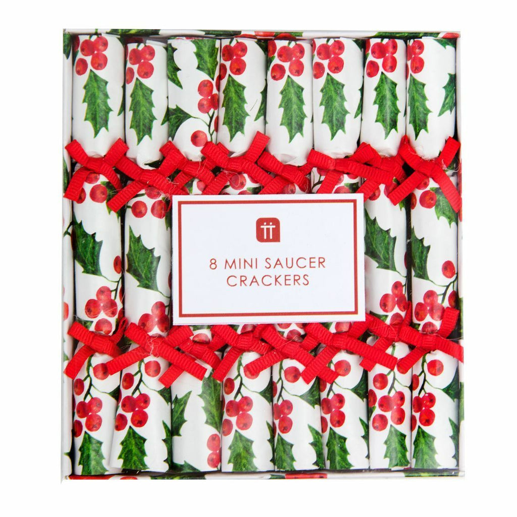 Christmas Crackers & Festive Saucer Crackers Botanical Holly Nutcracker Cracker - Botanical Holly Saucer Crackers 8 Pack