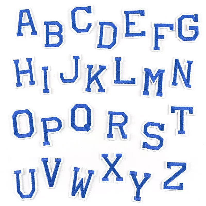 26 x Alphabet English Letters Set Embroidered Patches Iron On Full Set patch - Royal Blue