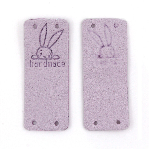 Faux Suede Leather Labels Hand Made Rabbit Bunny Clothing Tag Label Tags 5x2cm - Design 10