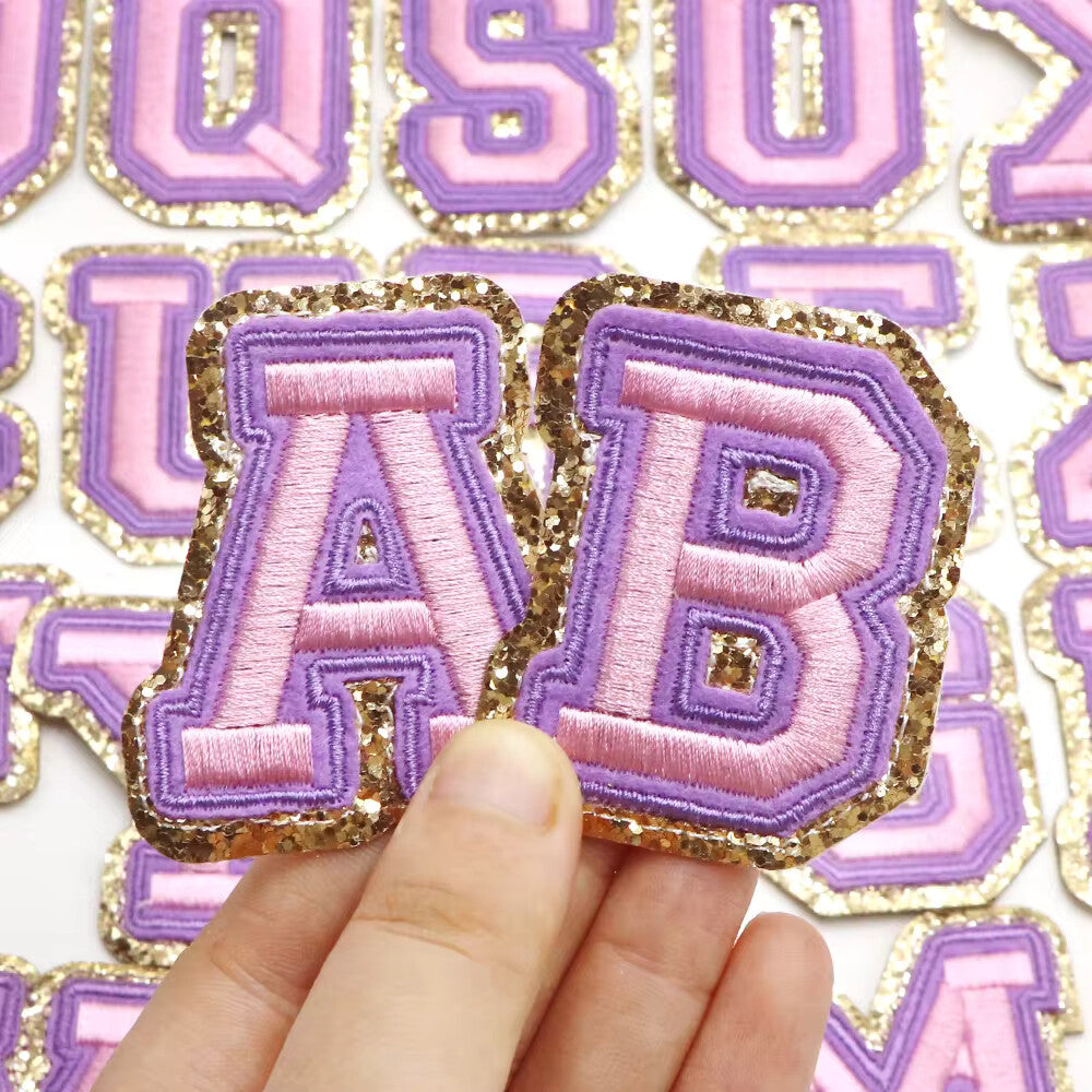 3D Gold & Coloured Patch Embroidered Letter Patches Iron on Alphabet 6cm