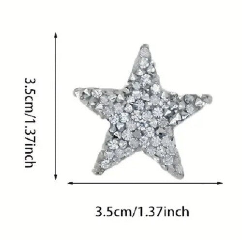 Rhinestone Sparkle Star Heart Patch Iron on Alphabet Stars Hearts Glitter - Star 3.5cm
