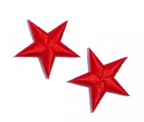 2 Red STAR Patches Iron On Sew On Stars Patch Embroidered Applique Badges