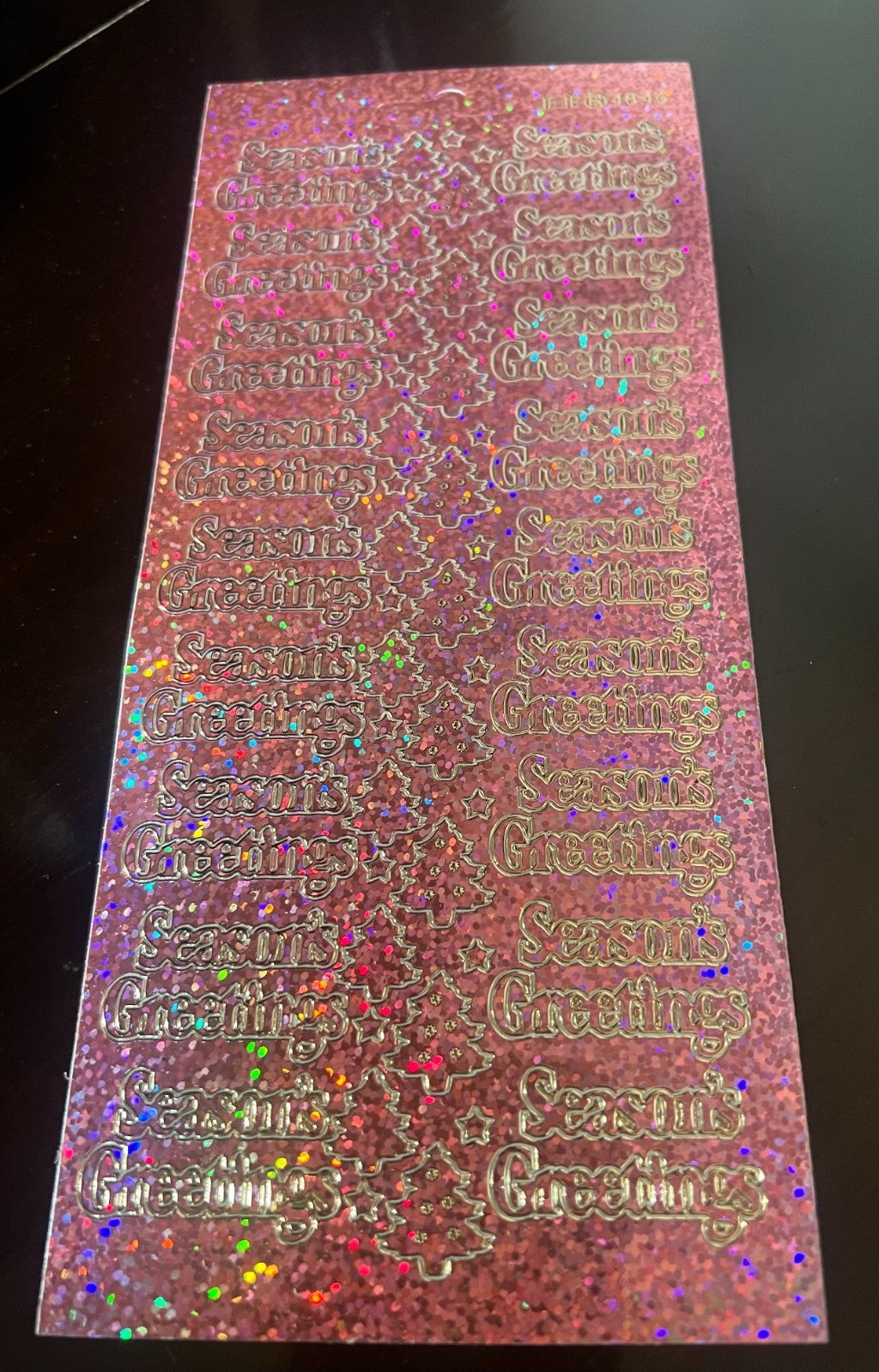 Diamond Sparkle Seasons Greetings Christmas Peel Off Sticker Craft Stickers - Pink
