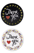 Round Labels 'Thank You' Mixed Handmade Gift Craft Seal Flower Stickers 2.5cm - Black & White Mixed