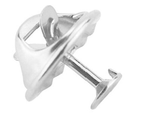 Butterfly Clutch Clips with Stud Pin Badge Backs Lapel Brooch Clasp - Silver