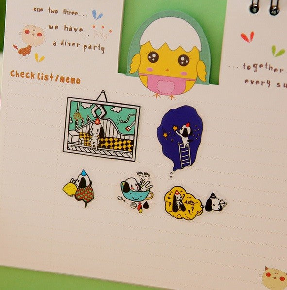 4 Sheets Dog Diary Decoration Sticker Cute Cartoon Stickers Label Kawaii