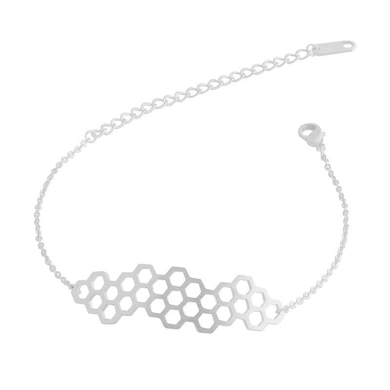 Bee Honeycomb Beehive Bracelet Gold Silver or Rose & Gift Bag - Silver