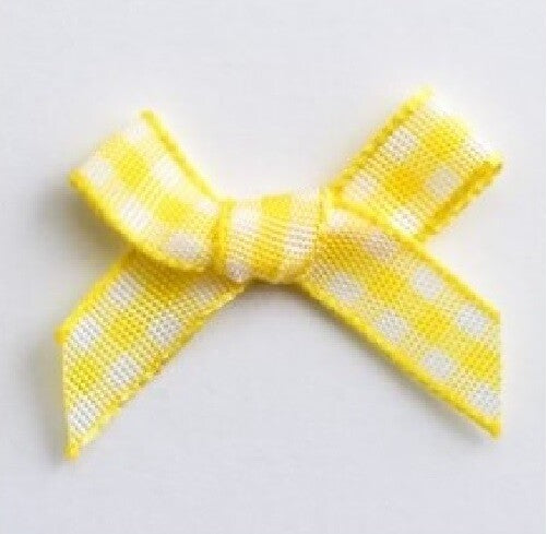 3cm Gingham Bow 6mm Bows Pre Tied Ribbon Sewing Crafts Wedding Cards Scrapbook - Yellow