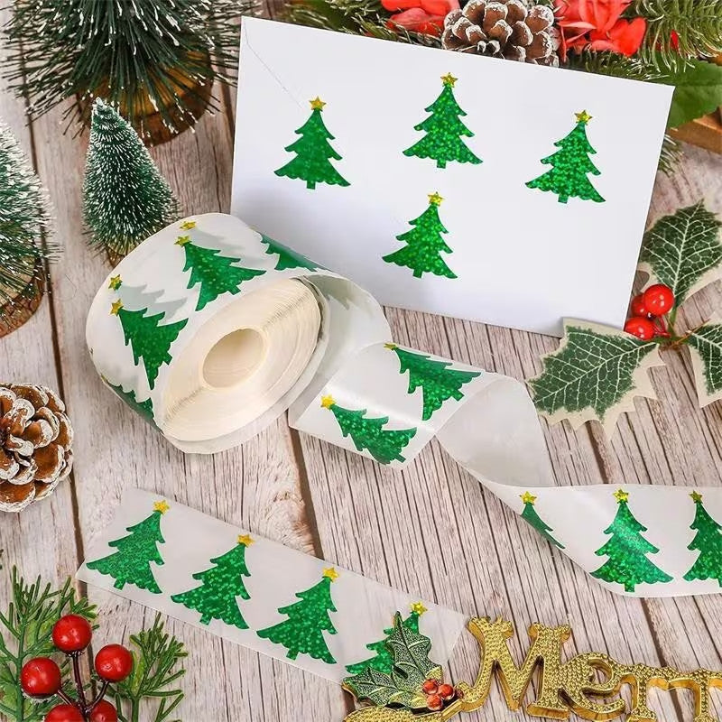 Christmas Stickers Tree Diamond Sparkle Trees Peel & Stick Labels Gift Sticker