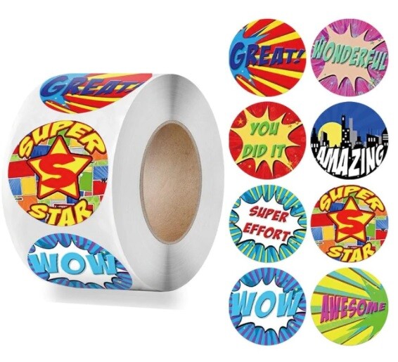 Kids Reward Stickers Labels Well Done Children's School Teachers & Nursery 25mm - Design 12