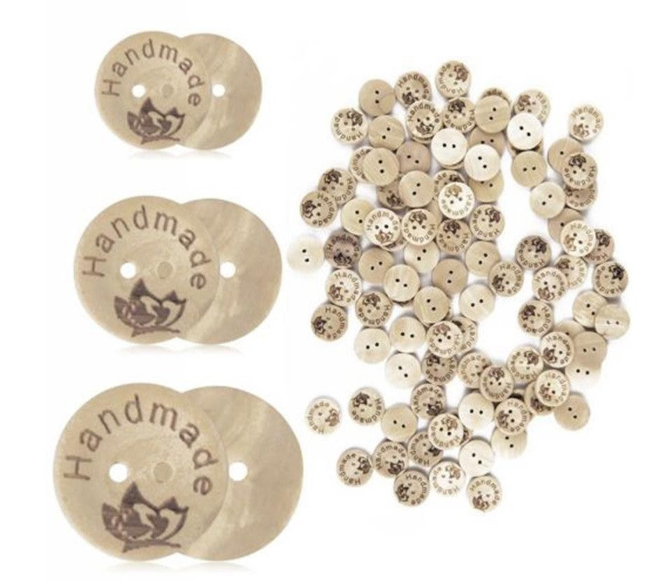 Handmade Natural Wooden Round Butterfly Buttons Hand Made 3 Sizes -15/20/25mm