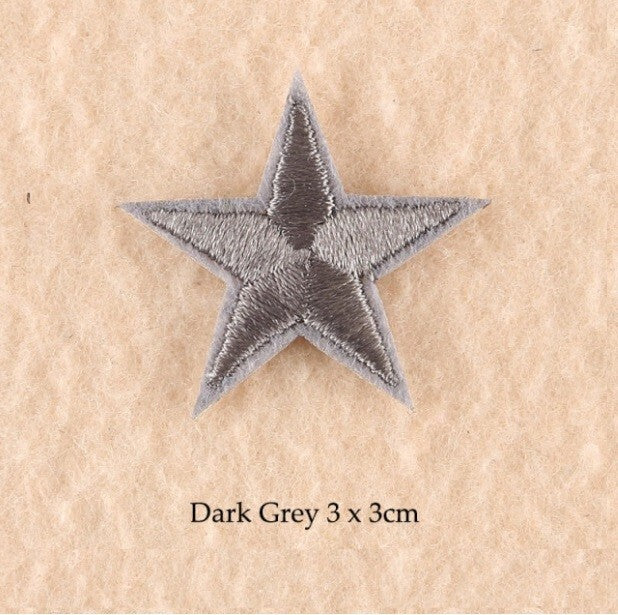 2 Grey Star Patches Iron On Sew On Stars Patch Embroidered Applique Badges