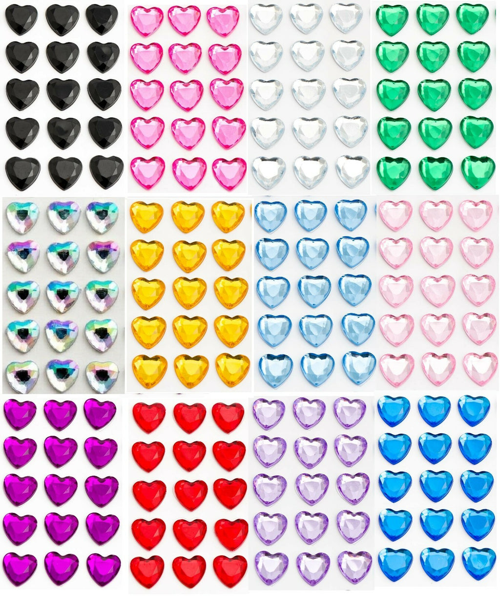 Hearts Sheet Self Adhesive Craft Diamante Rhinestone Heart Stick on Crystals