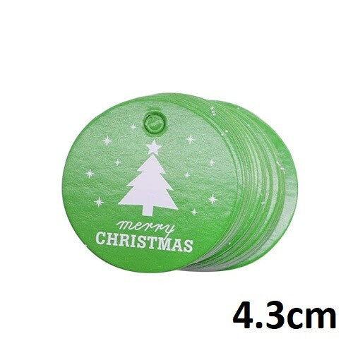 Christmas Gift Name Tags Craft Paper Gift Food Present Price Tag Tree Star - Green Circle