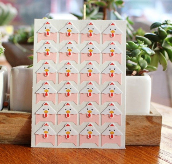 24 Self Adhesive Photo Album Frame Corner Protector Stickers Duck Bear Penguin - Chicken