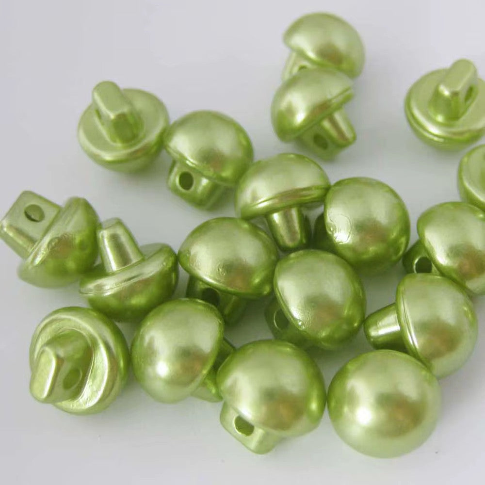 Buttons Half Pearl Shank Mushroom Button Side Shank 10mm - Green
