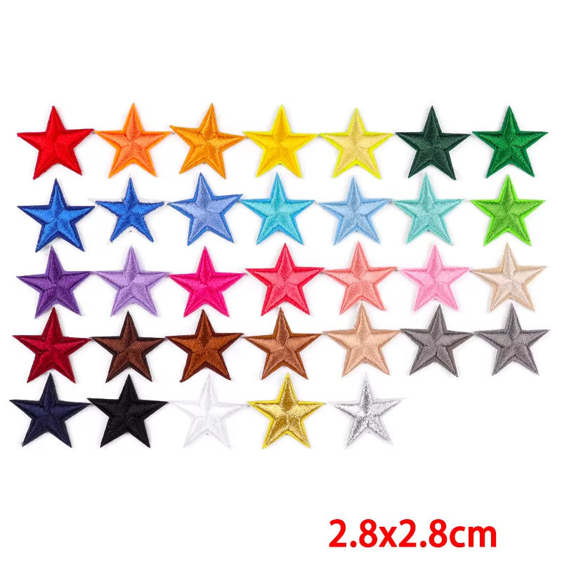 200 x Star Iron On Patch Sew On Star 3cm Applique Patches - Mix of all Colours