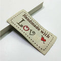 Fabric Labels 'Hand Made With Love' Sew On Garment Clothing Label Tags 50x25mm - Beige