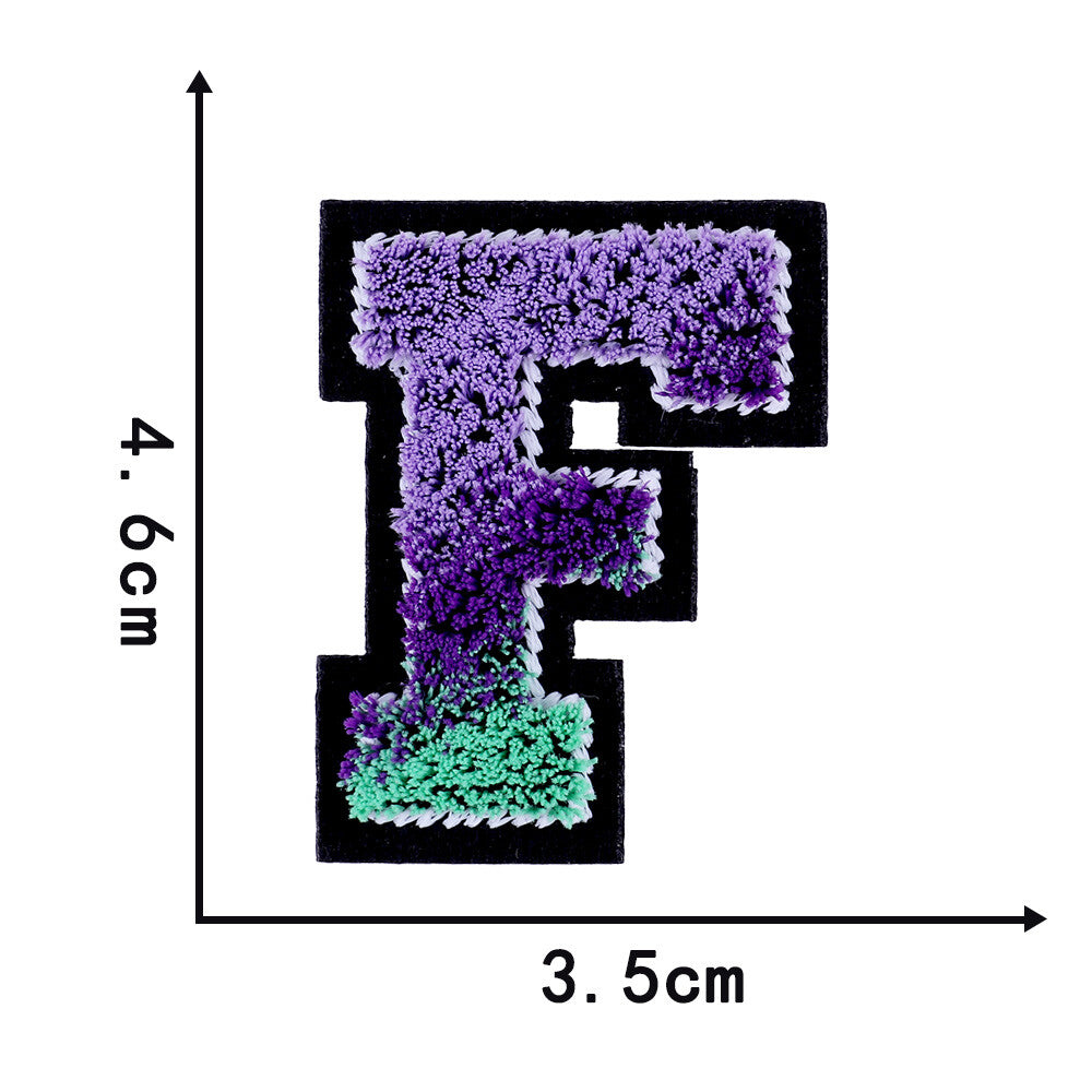Rainbow Brush Chenille Patch Letter Patches Iron on Sew on Alphabet Embroidery
