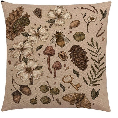 Vintage Design Animal Gems Minerals Floral Nature Plant Cushion Covers 17" x 17" - Plants & Insects