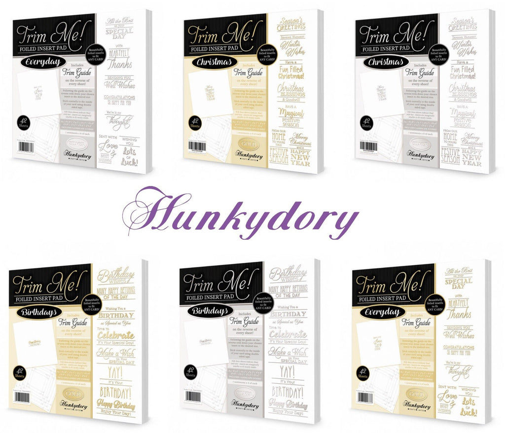 Hunkydory Trim Me! Foiled Inserts Birthday Everyday Christmas - Pack of 7 Sheets