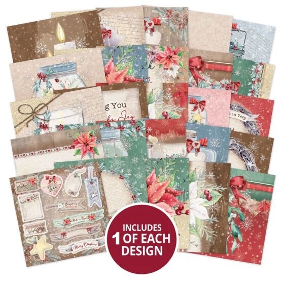 Hunkydory Little Books 20/24/25 Pack - Christmas Birthday Card Making Scrapbook - Forever Florals Deck the Halls