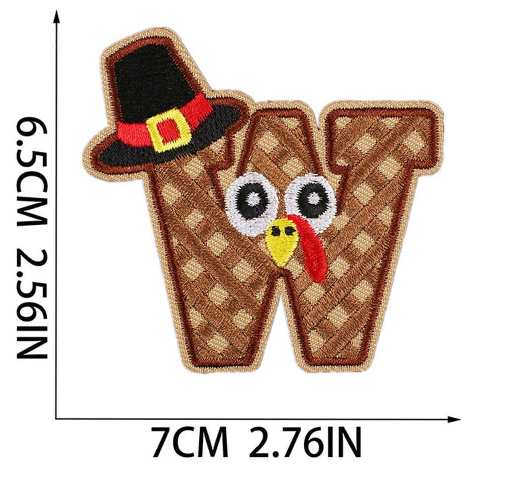 Autumn Fall Alphabet Patch Letter Patches Iron on Sew on Thanksgiving Letters