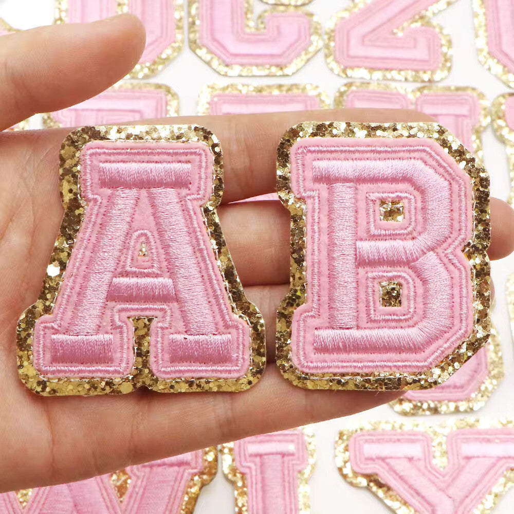 3D Gold & Coloured Patch Embroidered Letter Patches Iron on Alphabet 6cm