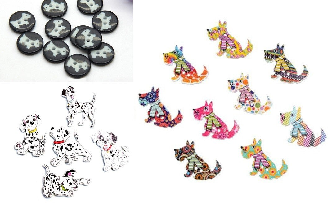 Dog Buttons Embellishments Scrapbook Craft Customise Clothing DIY Garment Gift