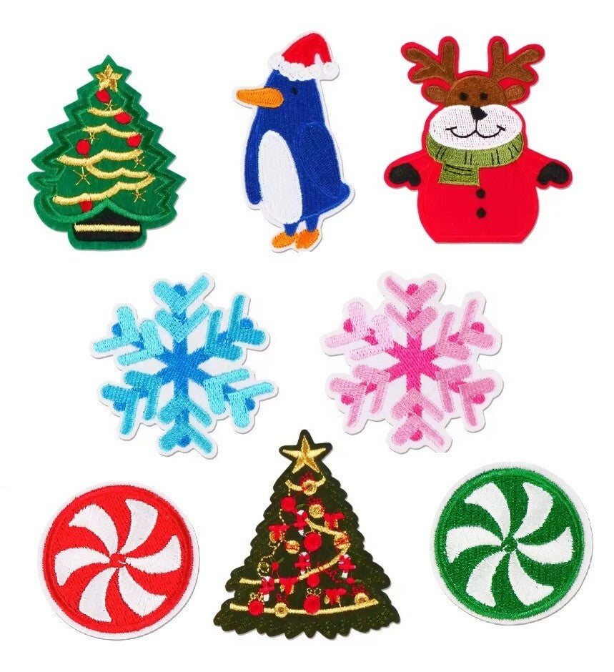 Christmas Tree Reindeer Snowflake Candy Patch Iron on Patches Customise Clothes