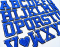 3D Electric Blue Varsity Chenille Patch Letter Patches Iron Sew on Alphabet 5cm