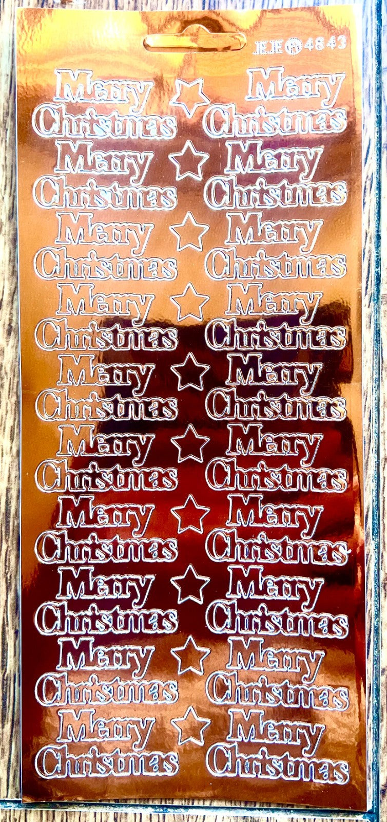 Mirror Shine Merry Christmas Peel Off Sticker Card Making Craft Stickers - Copper