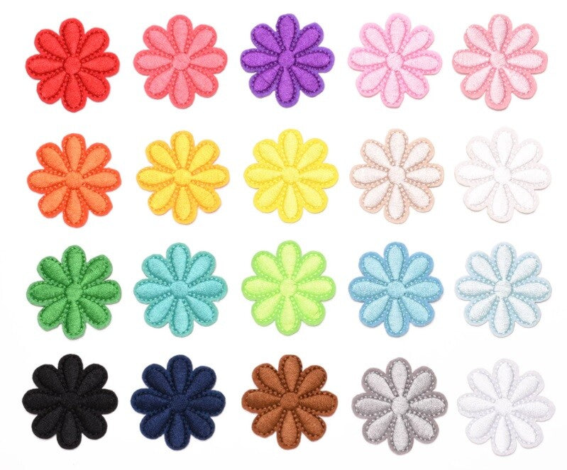 Flower Motif Embroidered Patch Applique Customise Clothing Patches 4cm Diameter