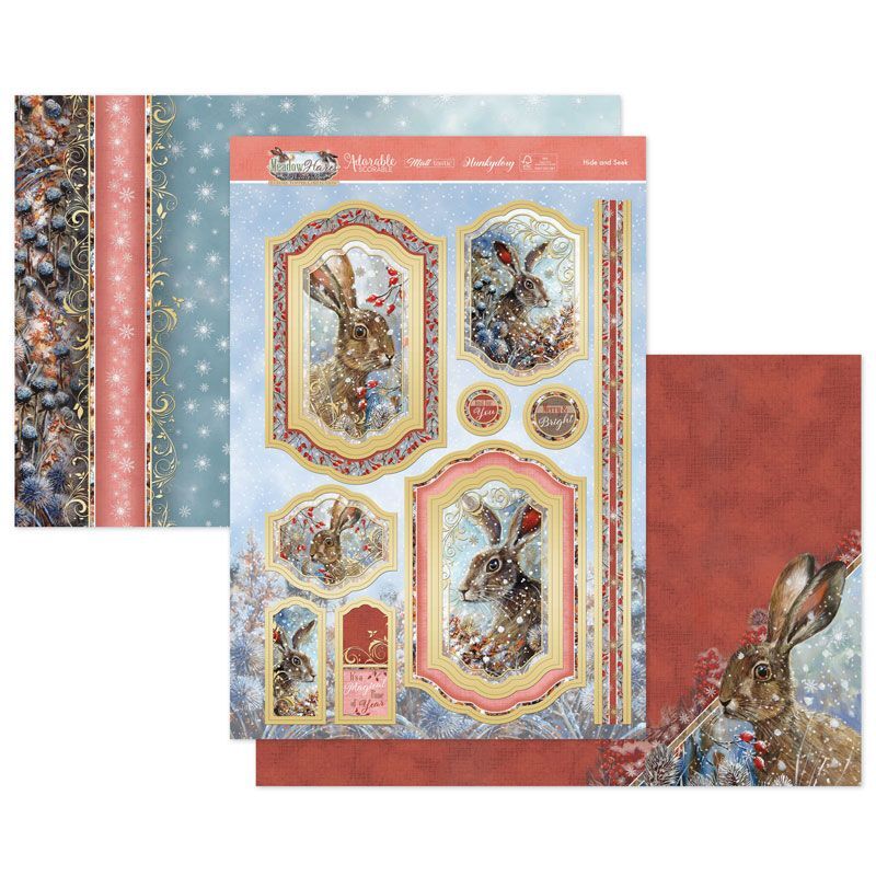 Hunkydory Christmas Card Making Kits Festive Xmas Luxury Topper Set Pack Toppers - Hide & Seek