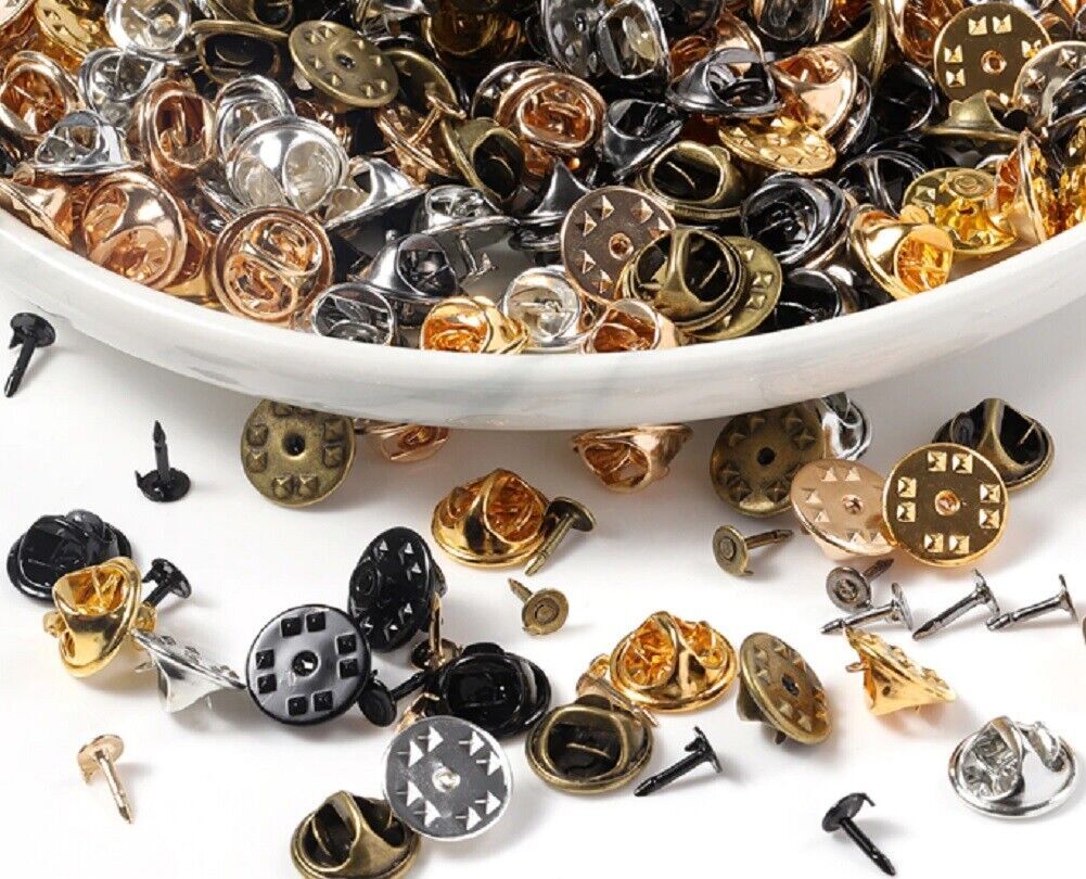 Butterfly Clutch Clips with Stud Pin Badge Backs Lapel Brooch Clasp