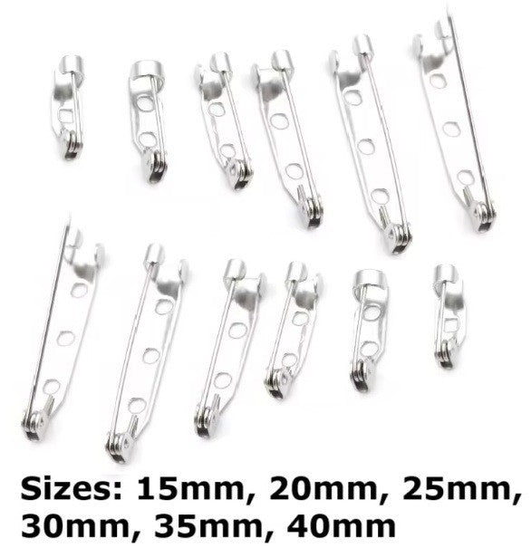 Steel Brooch Back Pins 15mm 20mm 25mm 30mm 35mm 40mm Bar Pin Badge