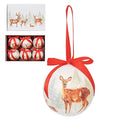 6 Pack of Christmas Tree Baubles - William Morris Deer Robin Reindeer - Forest Family Baubles Set of 6