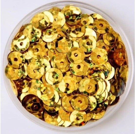 550 / 1200 Round 5mm Loose Sequin Sewing Trim Costume Sequins Craft - 36 COLOURS - Laser Gold