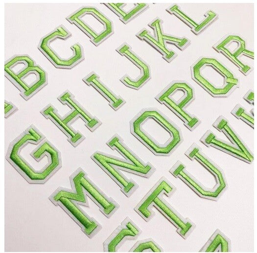 Lime Green Letter Patch Patches Iron or Sew on Alphabet Embroidery Customise