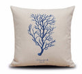 Cushion Cover Decorative Nautical Beach Chic Seahorse Coral Designs 45 x 45 cm - Blue Coral