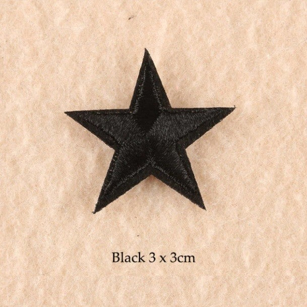 2 Black Star Patches Iron On Sew On Stars Patch Embroidered Applique Badges