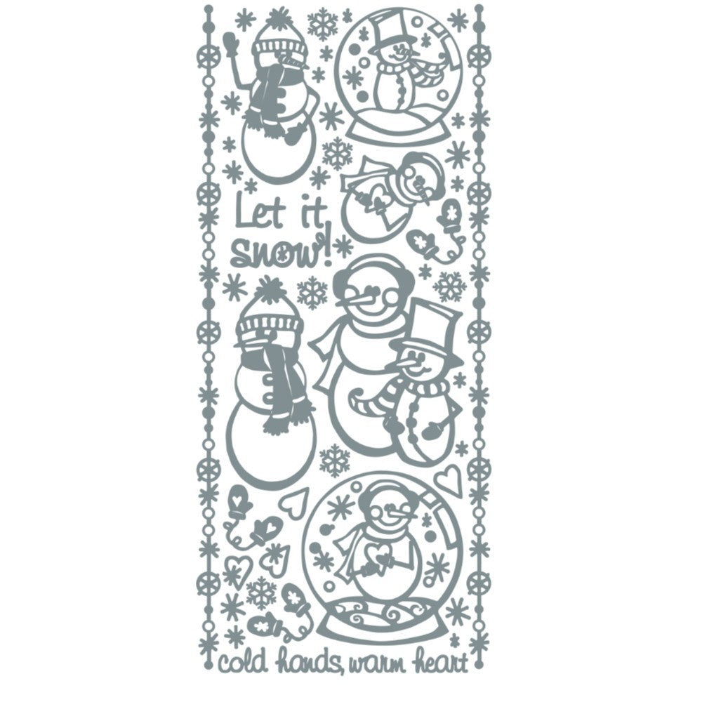Christmas Peel Off Sticker Snowflake Star Santa Reindeer Snowman Craft Stickers - Snowman Silver (218201)