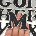 3D Rhinestone Black Glitter Letter Patch Iron on Alphabet Patches 5cm
