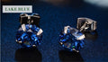 CZ Cubic Zirconia Crystal Cute 8mm Stud Earrings Prom Party 7 Colours & Gift Bag - Blue