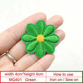 Daisy Flower Embroidered Patch Applique Customise Clothing Iron on Patches 4cm - Green